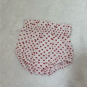 Heart Print Baby Bloomers - White with Red Hearts Handmade